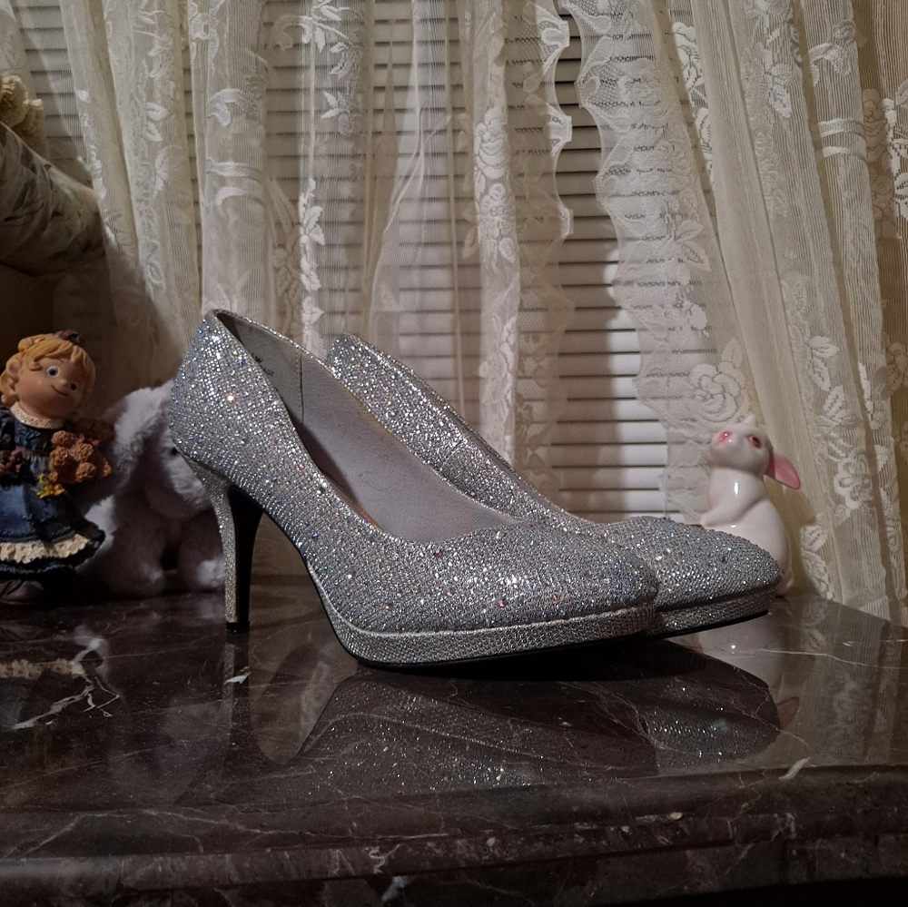 Silver Rhinestone Heels